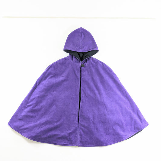Kids Purple Cloak with Hood, Corduroy Hooded Girls Cape, Halloween Costume, Car Seat Poncho, Winter Cape Coat, Kids ages 1 - 12 Years