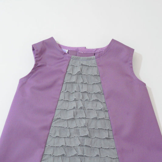 Girls Dress 4T, Toddler Flower Girl Dress, Ruffled Tea Party Special Occasion Frock, Photoshoot Semi-Formal Dress, Purple Cotton