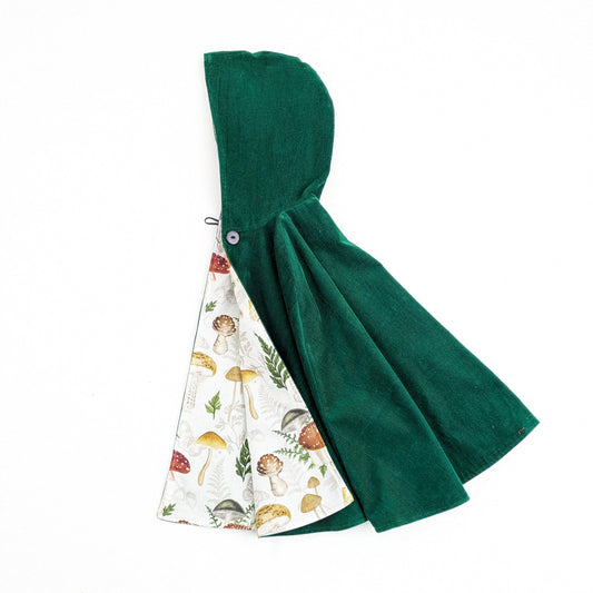 Kids Woodland Green Cloak, Boys Girls Hooded Corduroy Cape Coat, Car Seat Poncho, Broken Arm Adaptive Clothing Poncho, Ages 1-12 12