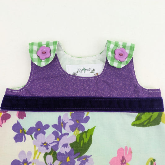 Vintage Floral Violet Newborn Dress, Baby Shower Gift, Retro Summer Outfit, Handmade Cottagecore Heirloom