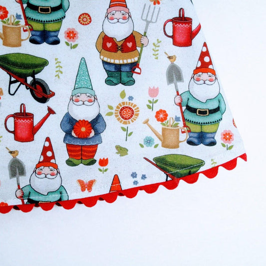 Girls Dress, Garden Gnome Woodland Baby, Toddler Pinafore Frock, Cottagecore Gnomecore Pixie Outfit, Magical Creatures Handmade Clothing