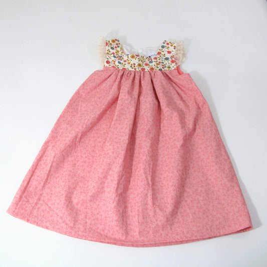 Handmade Girls Dress Cottagecore Baby Toddler Dress, Girls Maxi Heirloom Pinafore, Floral Cotton Sundress, Tea Party Dress 12M-18M-2T-3T-4T