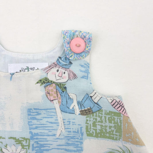 6M Girls Vintage Storybook Pinafore, Patchwork Animals Print, Retro Summer Dress, Cottagecore Nursery, Sustainable Gift