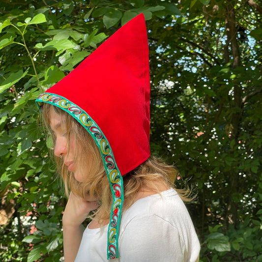 Gnome Pixie Hat Costume, Fairycore Red Garden Gnome Cosplay Costume, Toddler Girls Elf Wirt, Hood Cone, Woodland Age 6M - Adult