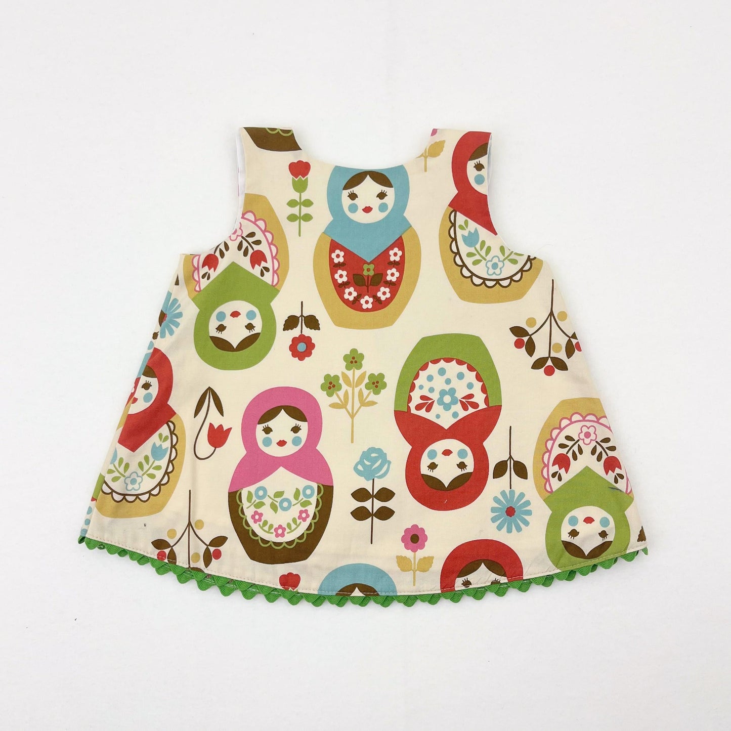 Russian Nesting Doll Pinafore Dress 3-6 Month Unique Easter Gifts, Spring Baby Shower, Retro Apron Dress, Newborn Girl Gift Tea Party Outfit