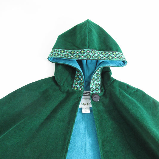 Kids Cloak, Boys Girls Green Hooded Cape Robin Hood, Elf, Medieval, Viking, Ranger Cosplay Costume Coat, Car Seat Poncho, 1 - 12 Years