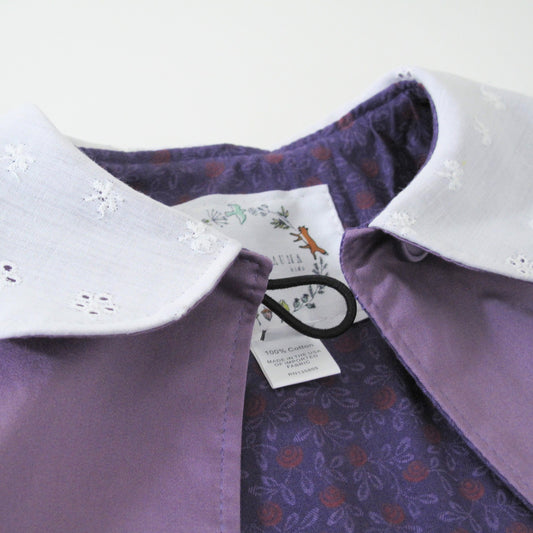 4T Girls Purple Cape with Lace Collar, Classic Traditional Fantasy Spring Flower Girl Gift, Garden Party Toddler Girl Gift