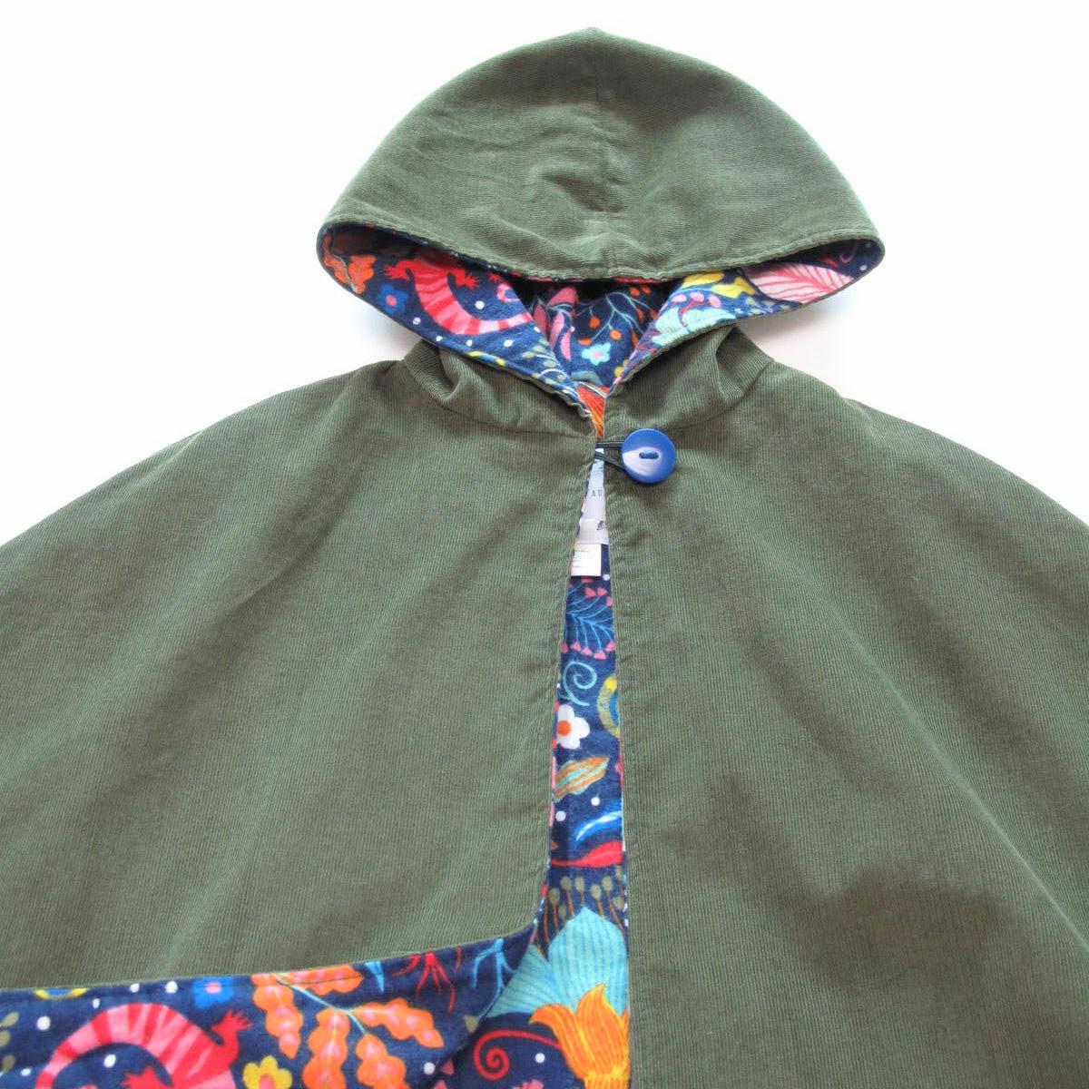 Manteau enfant 6T, Vert olive, Poncho de pluie, Cape à capuche en velours côtelé pour garçons et filles, Poncho de siège auto, Vêtements adaptatifs pour bras cassé