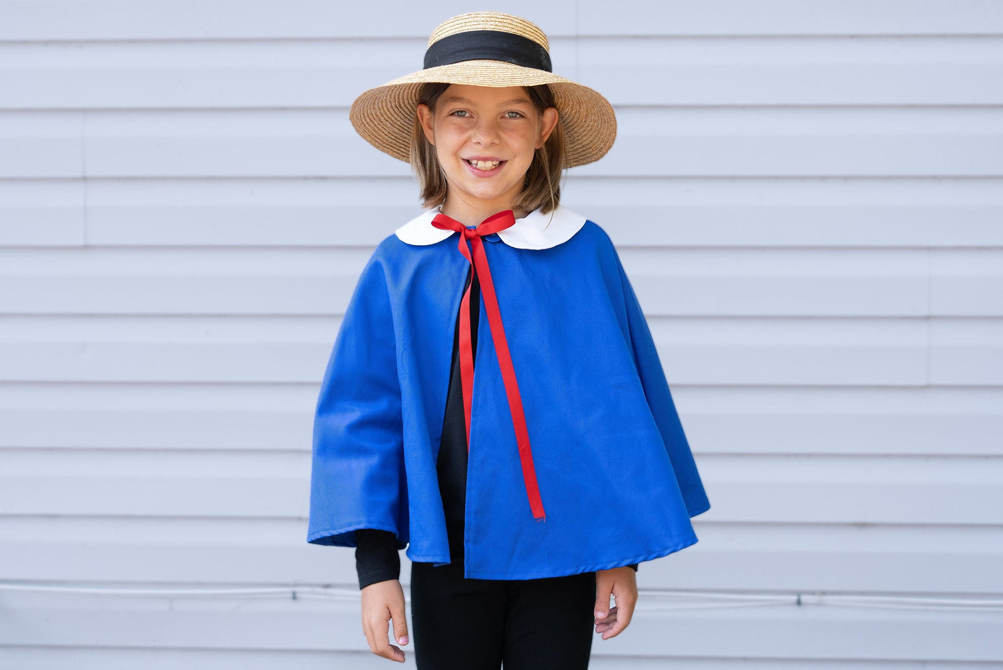 Déguisement Madeline Halloween, Costume Cape Bleue Col Blanc Écolière Française, Manteau Cape, Cosplay Bébé Enfant de 6 mois à 12 ans