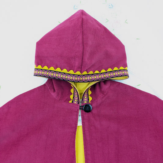 Pink Corduroy Hooded Cape, Toddler Gift, Gifts for Kids, Fairytale Cloak, Cottagecore Outerwear, Woodland Fairy Poncho, Age 1 - 12 Years