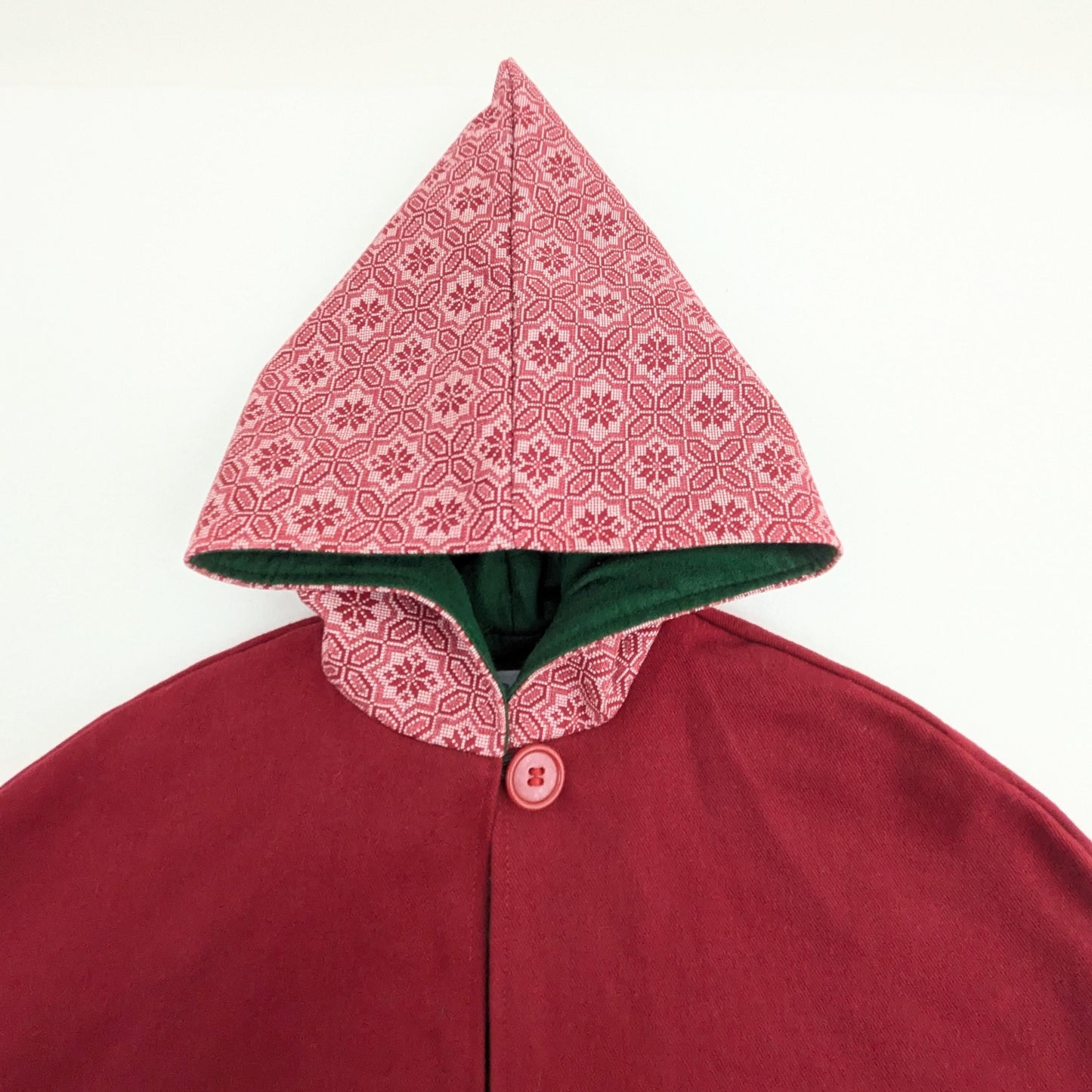 Cape à capuche pointue en sergé de coton rouge pour enfants, filles garçons Casse-Noisette Noël Carte Photo Tenue Poncho Manteau Taille M (5-8 ans)
