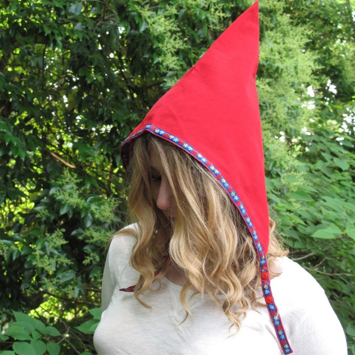 Gnome Pixie Hat Costume, Fairycore Red Garden Gnome Cosplay Costume, Toddler Girls Elf Wirt, Hood Cone, Woodland Age 6M - Adult