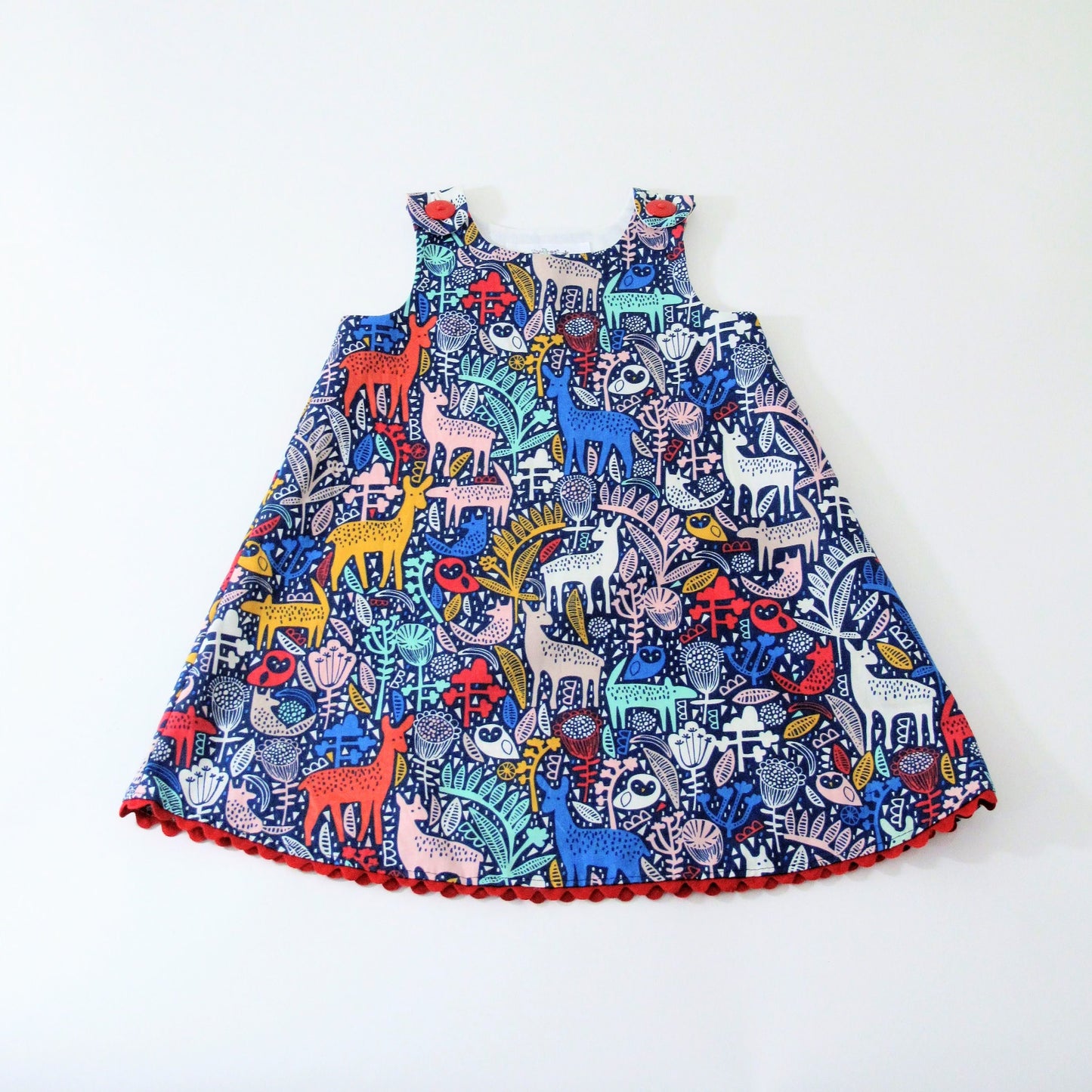 Robe tablier animaux des bois pour filles, tenue de fête pour tout-petits, robe d'hiver pour bébés, style scandinave nouveau-né à fille 6 ans