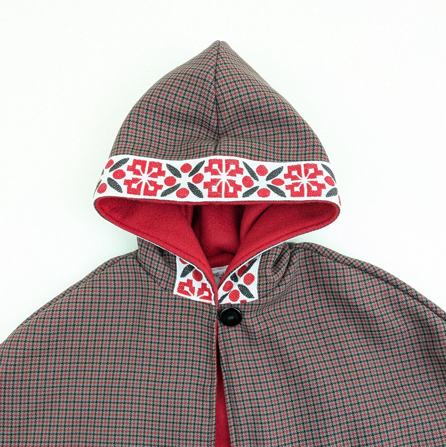 Manteau à capuche écossais de Noël pour enfants avec doublure en polaire chaude, cape de Noël, poncho, cadeau d'hiver pour filles et garçons, taille M 5-8 ans