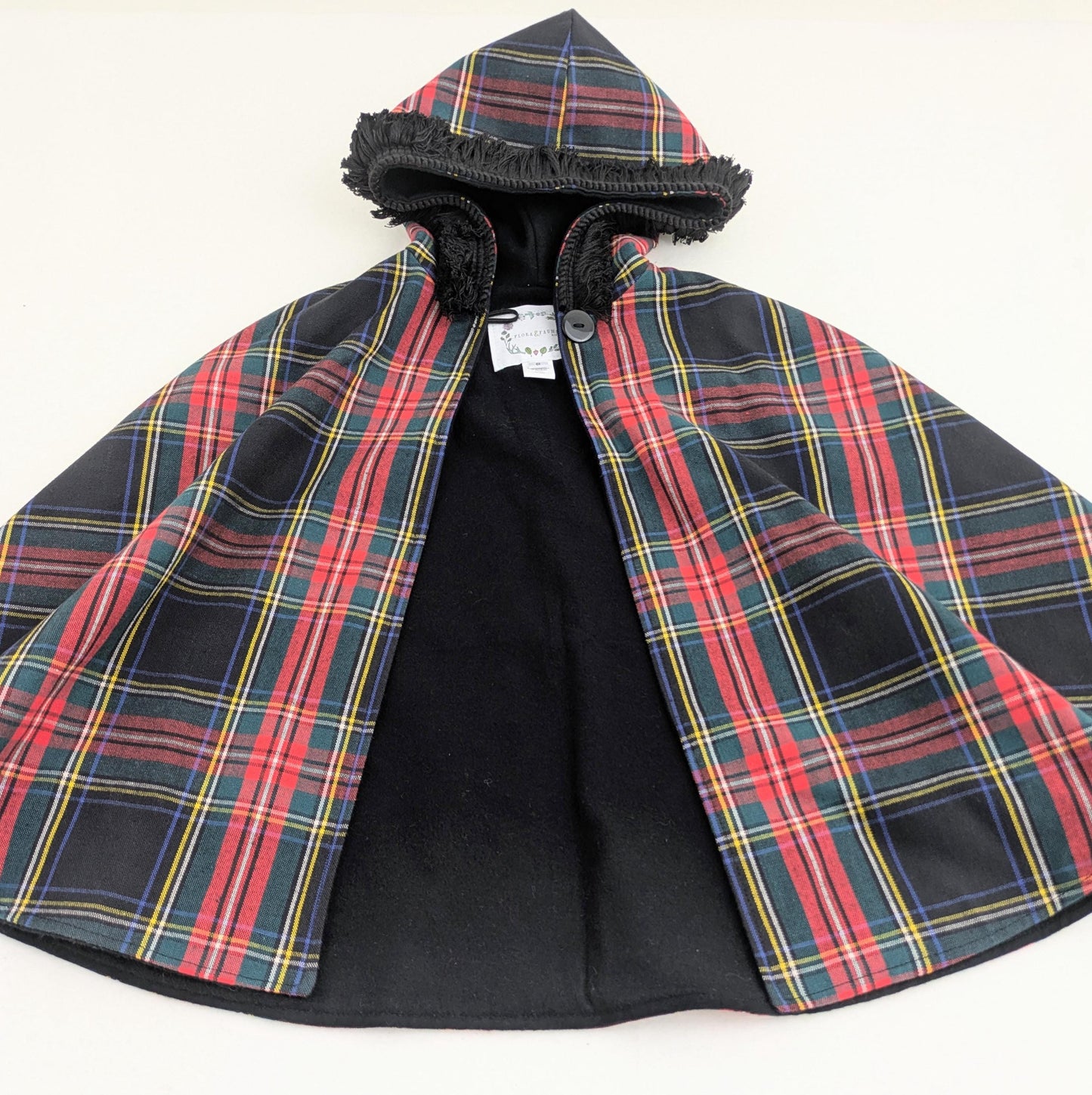 Cape enfant en sergé à carreaux écossais, tenue de Noël Casse-Noisette, poncho de Noël pour filles et garçons, taille M (5-8 ans)