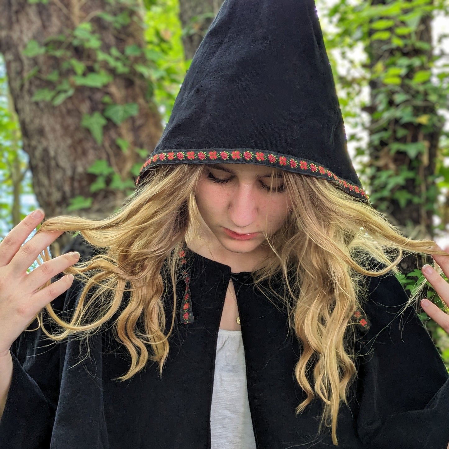 Costume Chapeau Lutin Noir Gnome, Costume Cosplay Sorcière Maléfique Fée Fairycore Noir, Tout-petits, Filles, Femmes Adultes - Âge 6 Mois - Adulte