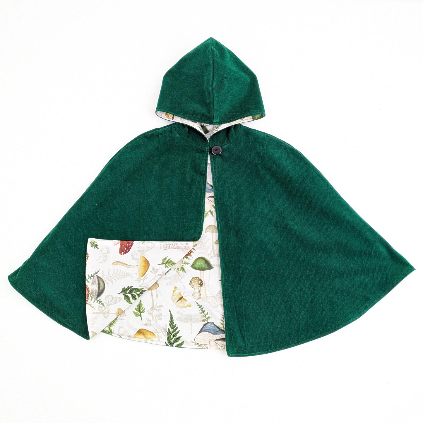 Kids Woodland Green Cloak, Boys Girls Hooded Corduroy Cape Coat, Car Seat Poncho, Broken Arm Adaptive Clothing Poncho, Ages 1-12 12