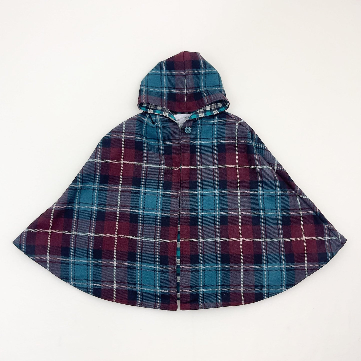 Cape à carreaux pour enfants, cape de Noël forêt, vêtement d'extérieur à capuche conte de fées, poncho en flanelle à carreaux pour enfants filles garçons pour siège auto Taille M (5-8 ans)