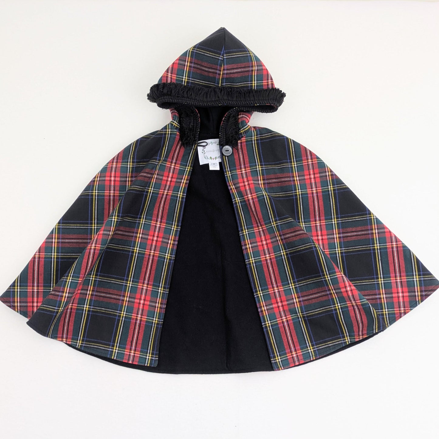 Cape enfant en sergé à carreaux écossais, tenue de Noël Casse-Noisette, poncho de Noël pour filles et garçons, taille M (5-8 ans)