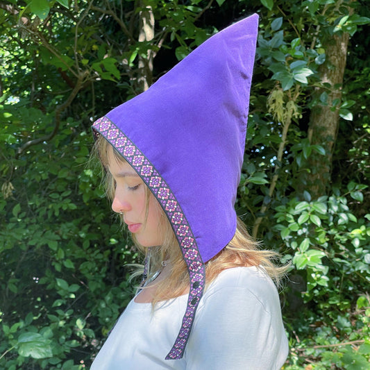 Purple Garden Gnome Pixie Hat Baby Bonnet, Girls Baby Toddler Hat, Elf Costume, Fairycore, Woodland Fairytale, Ages 6 Months - Adult
