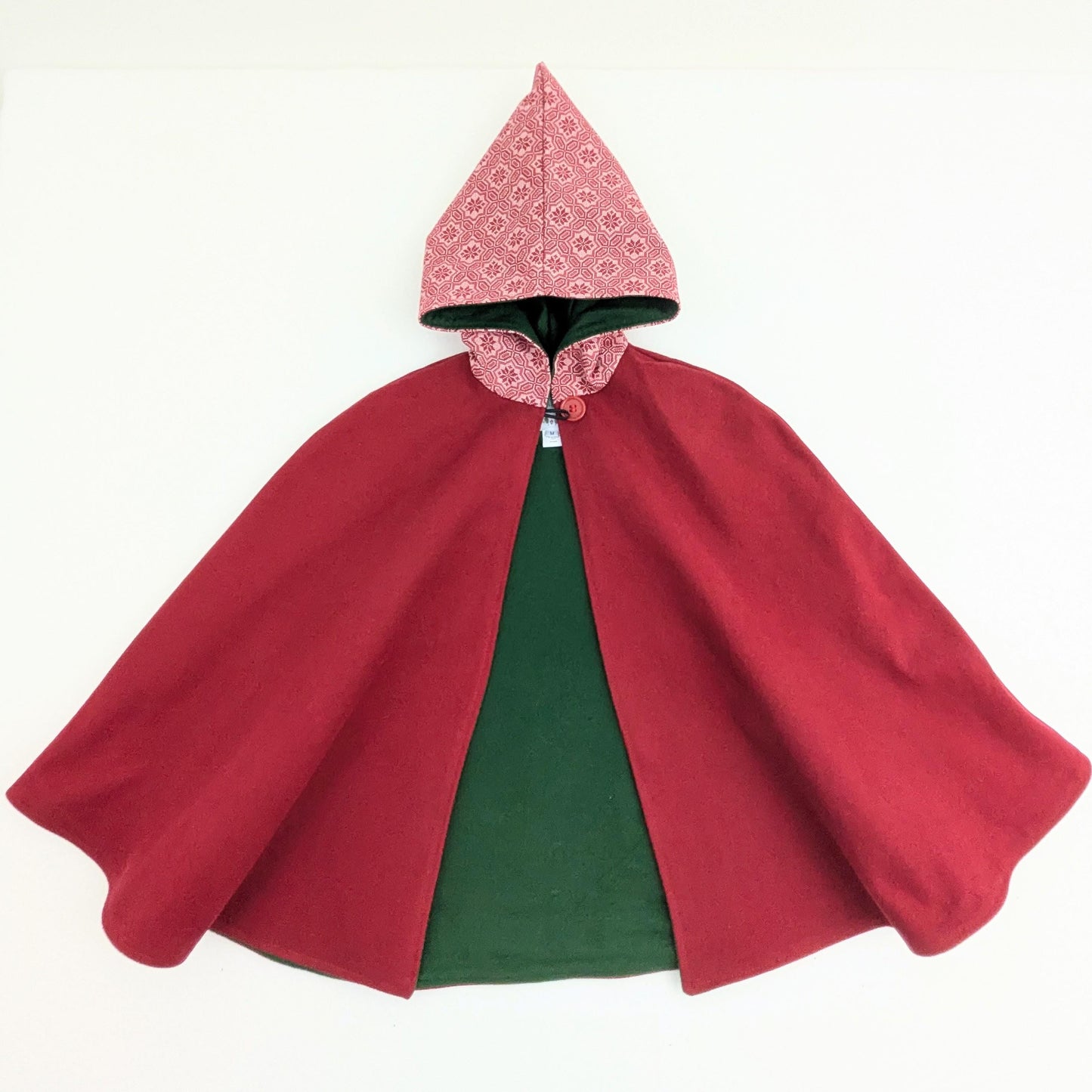 Cape à capuche pointue en sergé de coton rouge pour enfants, filles garçons Casse-Noisette Noël Carte Photo Tenue Poncho Manteau Taille M (5-8 ans)
