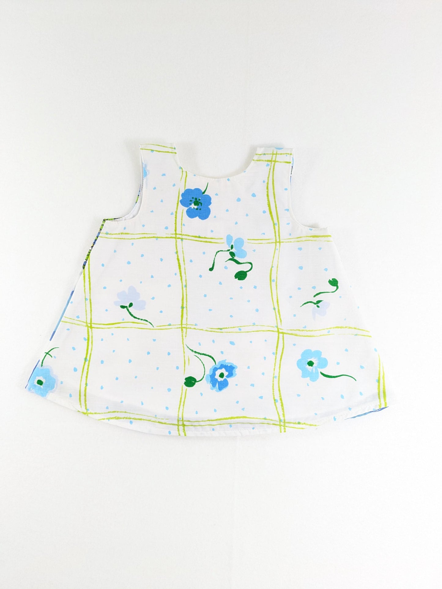 Robe patchwork 3M Blue Daisy pour bébés filles, robe chasuble florale bleue et verte, 3-6 mois