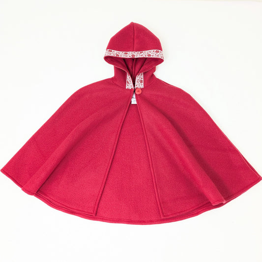 Red Woodland Fairy Cloak, Spring Car Seat Poncho, Adaptive Wheelchair Poncho, Storybook Play, 1st Birthday Toddler Gift Newborn - Kids Sz 12