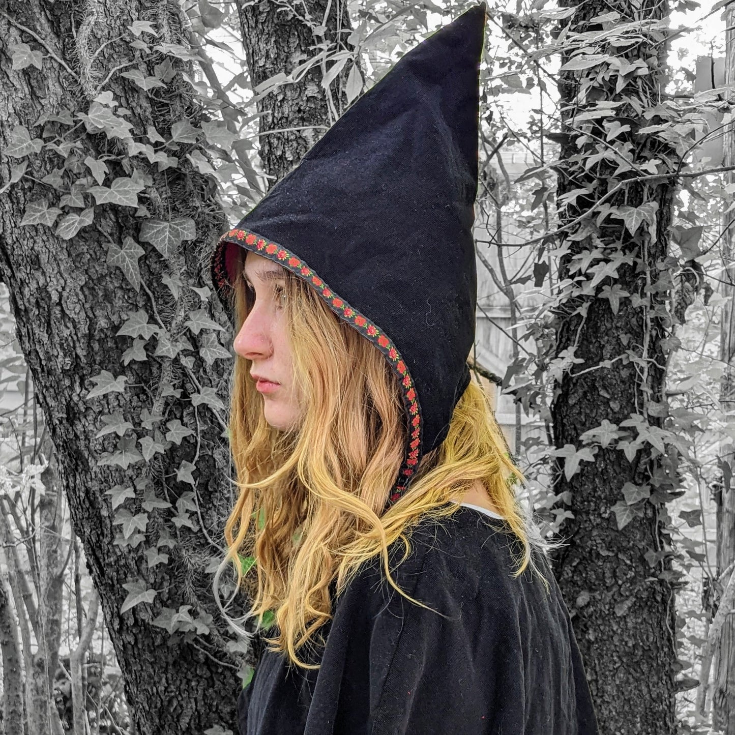 Costume Chapeau Lutin Noir Gnome, Costume Cosplay Sorcière Maléfique Fée Fairycore Noir, Tout-petits, Filles, Femmes Adultes - Âge 6 Mois - Adulte