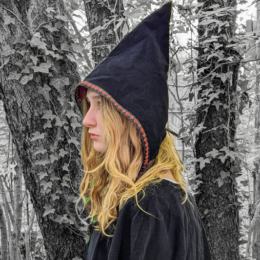 Dark Gnome Pixie Hat Costume, Fairycore Black Fairy Evil Witch Cosplay Costume, Toddler, Girls, Adult Women's - Age 6M - Adult