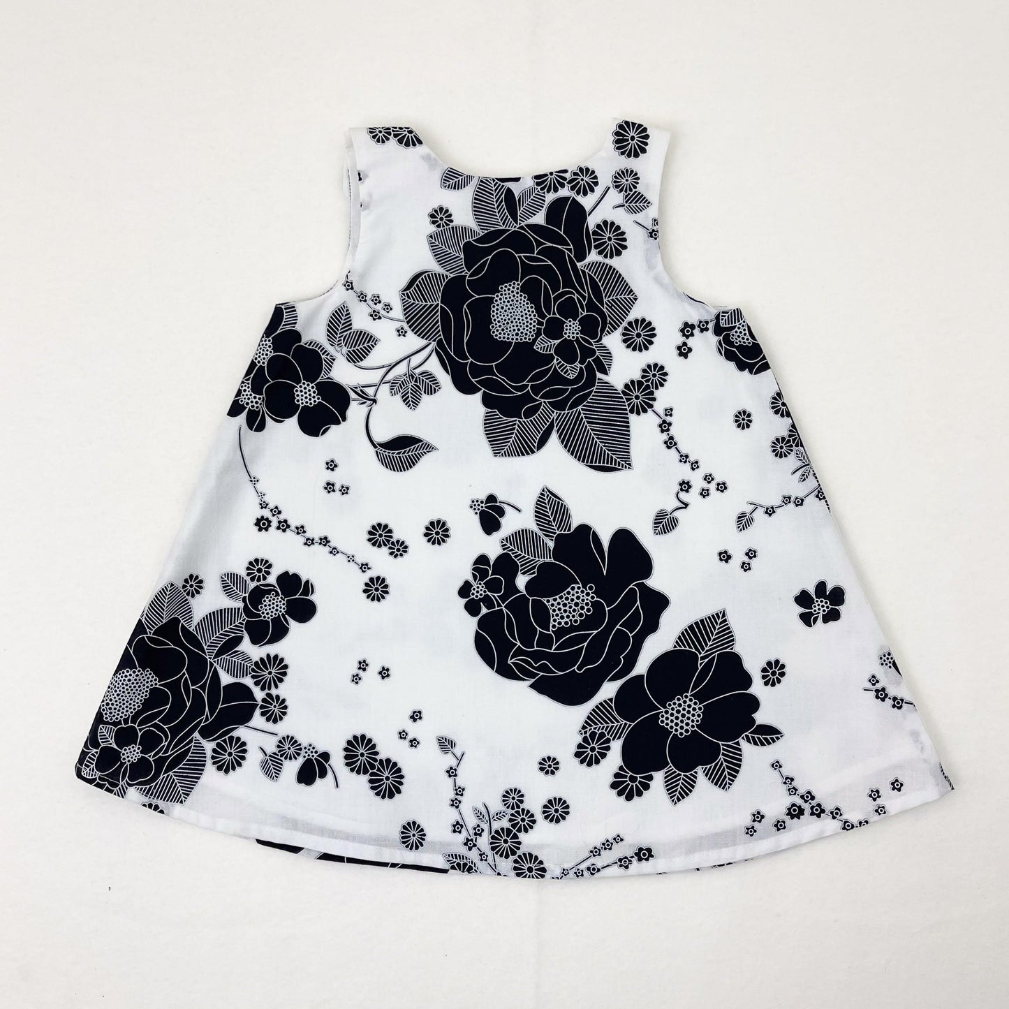 18M Baby Girls Handmade Dress, Navy Tropical Patchwork Hibiscus Floral Pinafore, Paisley Bodice, Cotton Summer Outfit Sundress Birthday Gift