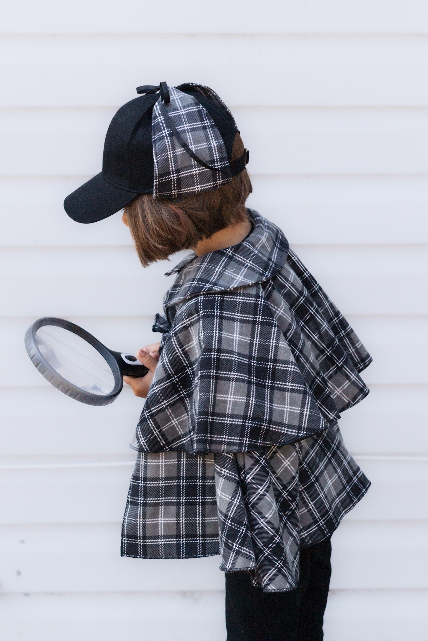 Déguisement de Sherlock Holmes Détective Cape Halloween, Manteau à Carreaux Inspecteur Enfants, Filles, Garçons, Tout-petit, Cosplay Steampunk Nouveau-né - Enfants 12