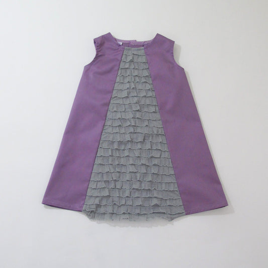 Girls Dress 4T, Toddler Flower Girl Dress, Ruffled Tea Party Special Occasion Frock, Photoshoot Semi-Formal Dress, Purple Cotton