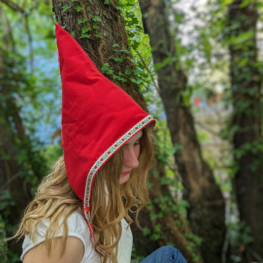 Gnome Pixie Hat Costume, Fairycore Red Garden Gnome Cosplay Costume, Toddler Girls Elf Wirt, Hood Cone, Woodland Age 6M - Adult