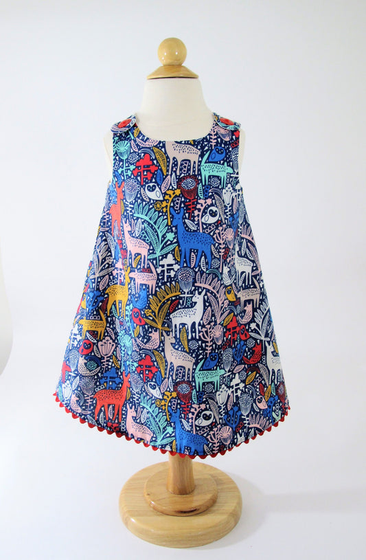 Girls Woodland Animals Pinafore Dress, Festive Toddler Outfit, Winter Baby Dress, Scandinavian Style Newborn to Girls 6