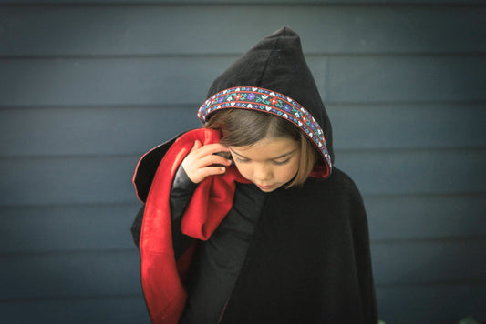 Girls Boys Hooded Renaissance Costume Cape with Hood, Nordic Alpine Corduroy Poncho Cape Coat, Unique Gift