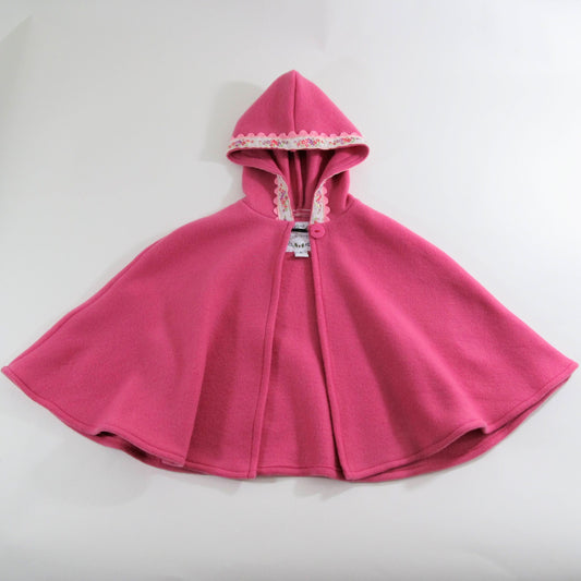 Girls Fleece Hooded Cloak, Girls Pink Cape with Hood, Flower Girl Outfit, Car Seat Poncho, Cape Coat, Newborn - 12 years