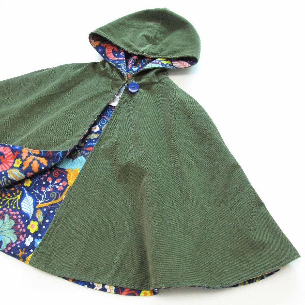 Manteau enfant 6T, Vert olive, Poncho de pluie, Cape à capuche en velours côtelé pour garçons et filles, Poncho de siège auto, Vêtements adaptatifs pour bras cassé