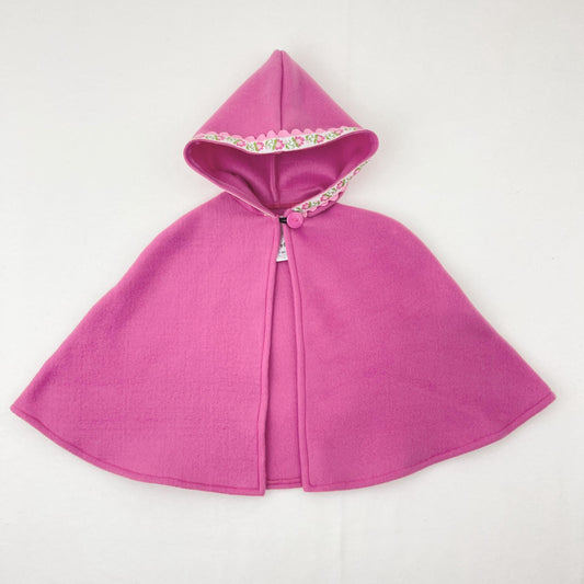 Girls Fleece Hooded Cloak, Girls Pink Cape with Hood, Flower Girl Outfit, Car Seat Poncho, Cape Coat, Newborn - 12 years
