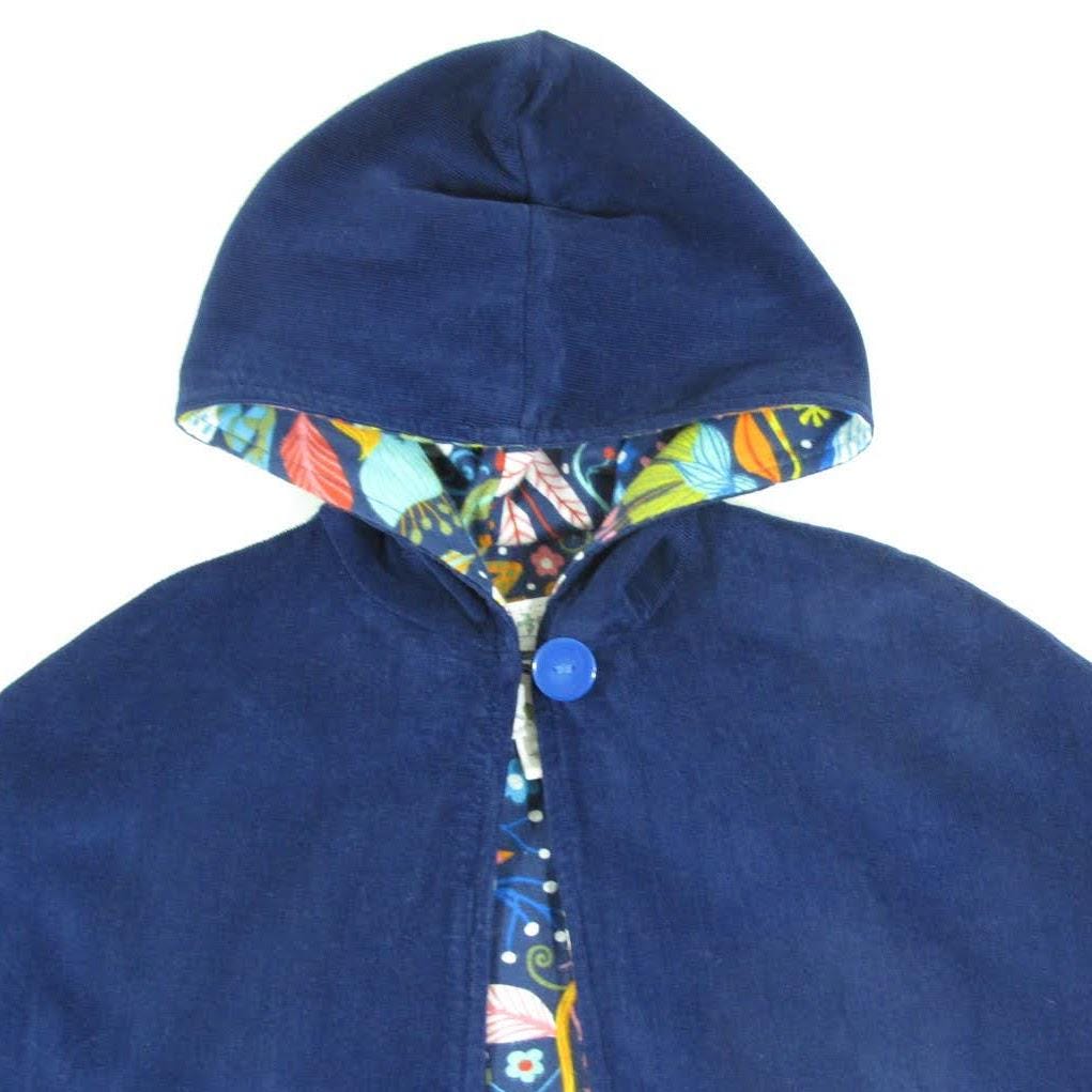 Manteau imperméable bleu marine pour enfants, cape à capuche en velours côtelé pour garçons et filles, poncho pour siège auto, vêtement adaptatif pour bras cassé, tailles 1-12 ans