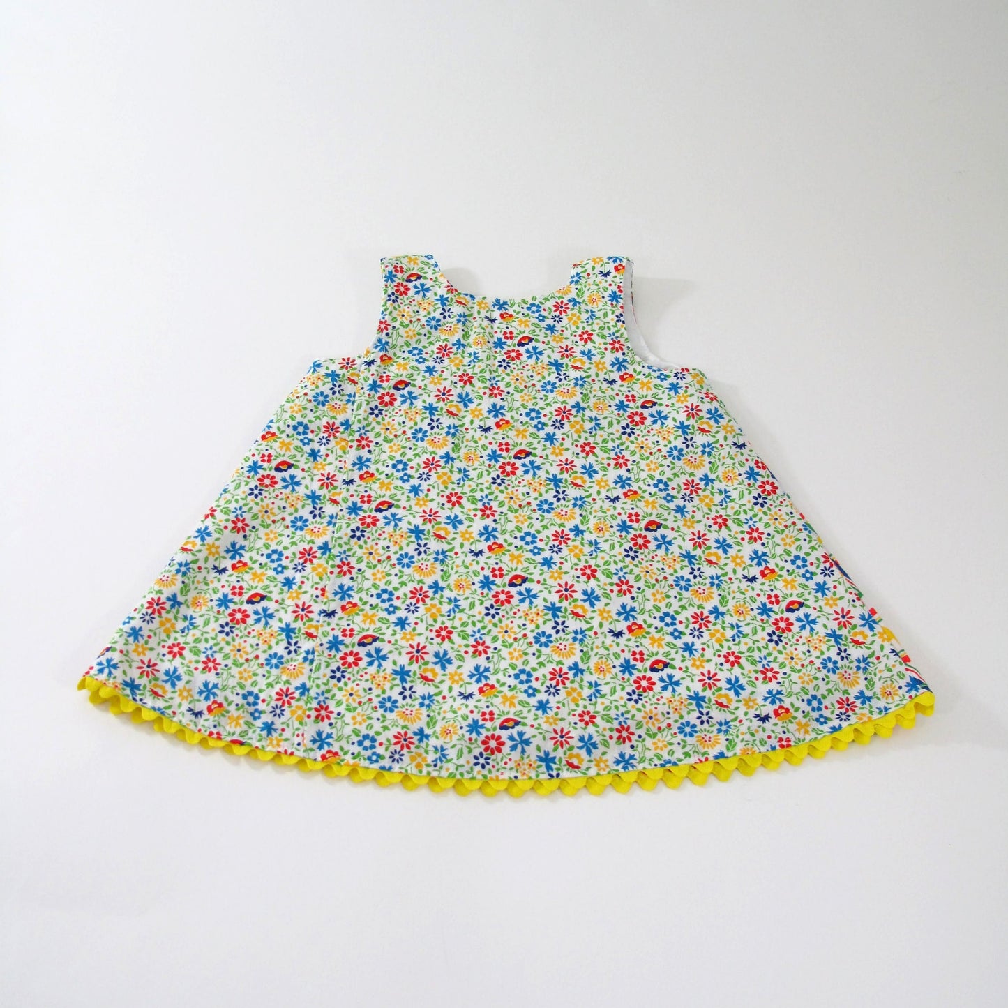 Girls Dress 12M Baby Rainbow Plaid Pinafore Dress, Handmade Clothing Funky Boutique Boho Jumper Sundress Rainbowcore 1st Birthday Gift