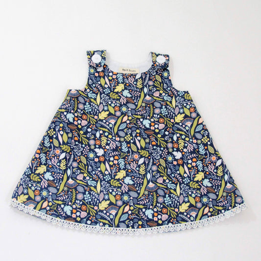 Baby Girls Wildflower Dress, Woodland Floral Cottagecore Pinafore Jumper Outfit, Botanical Baby Shower Gift, First Birthday, Newborn - 18M
