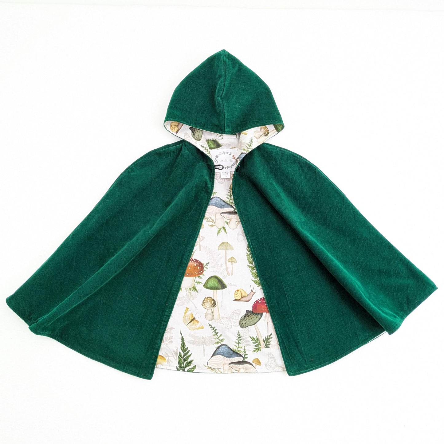 Kids Woodland Green Cloak, Boys Girls Hooded Corduroy Cape Coat, Car Seat Poncho, Broken Arm Adaptive Clothing Poncho, Ages 1-12 12