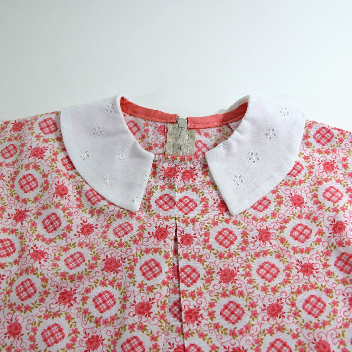 Robe plissée rose 2T pour fille, robe reproduction vintage années 40, col en dentelle œillet, robe de famille pour fille
