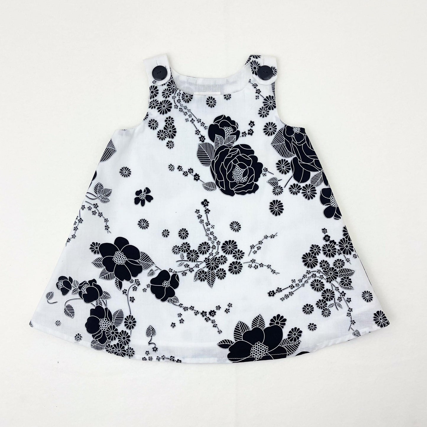 18M Baby Girls Handmade Dress, Navy Tropical Patchwork Hibiscus Floral Pinafore, Paisley Bodice, Cotton Summer Outfit Sundress Birthday Gift