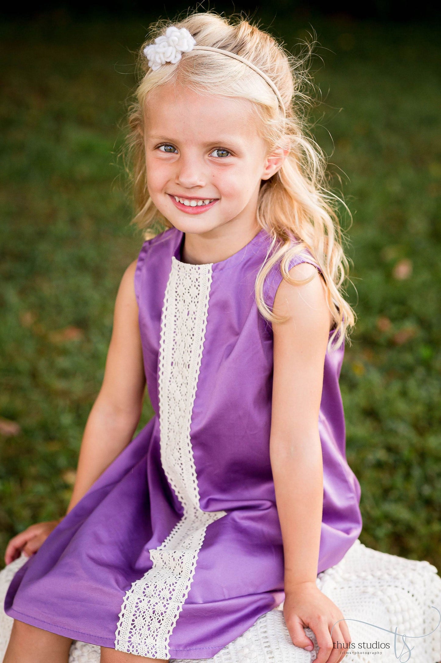 Robe Fille 4T, Robe de Demoiselle d'honneur pour Petite Fille, Robe à Volants pour Goûter ou Occasion Spéciale, Robe Semi-Formelle pour Séance Photo, Coton Violet