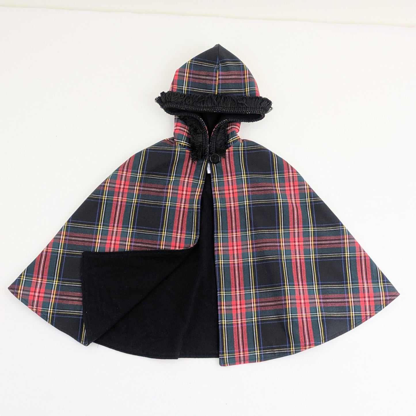 Cape enfant en sergé à carreaux écossais, tenue de Noël Casse-Noisette, poncho de Noël pour filles et garçons, taille M (5-8 ans)