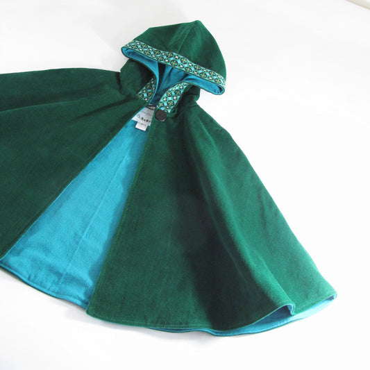 Kids Cloak, Boys Girls Green Hooded Cape Robin Hood, Elf, Medieval, Viking, Ranger Cosplay Costume Coat, Car Seat Poncho, 1 - 12 Years