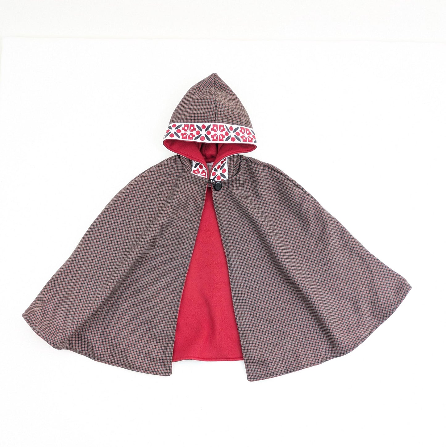 Manteau à capuche écossais de Noël pour enfants avec doublure en polaire chaude, cape de Noël, poncho, cadeau d'hiver pour filles et garçons, taille M 5-8 ans