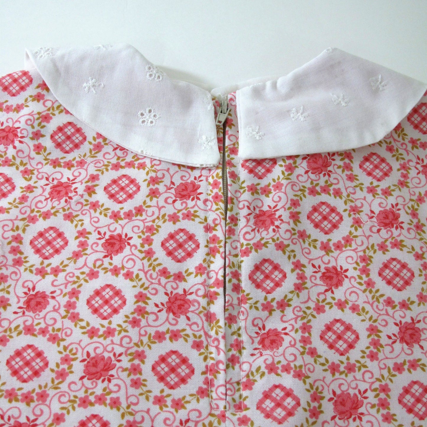 Robe plissée rose 2T pour fille, robe reproduction vintage années 40, col en dentelle œillet, robe de famille pour fille
