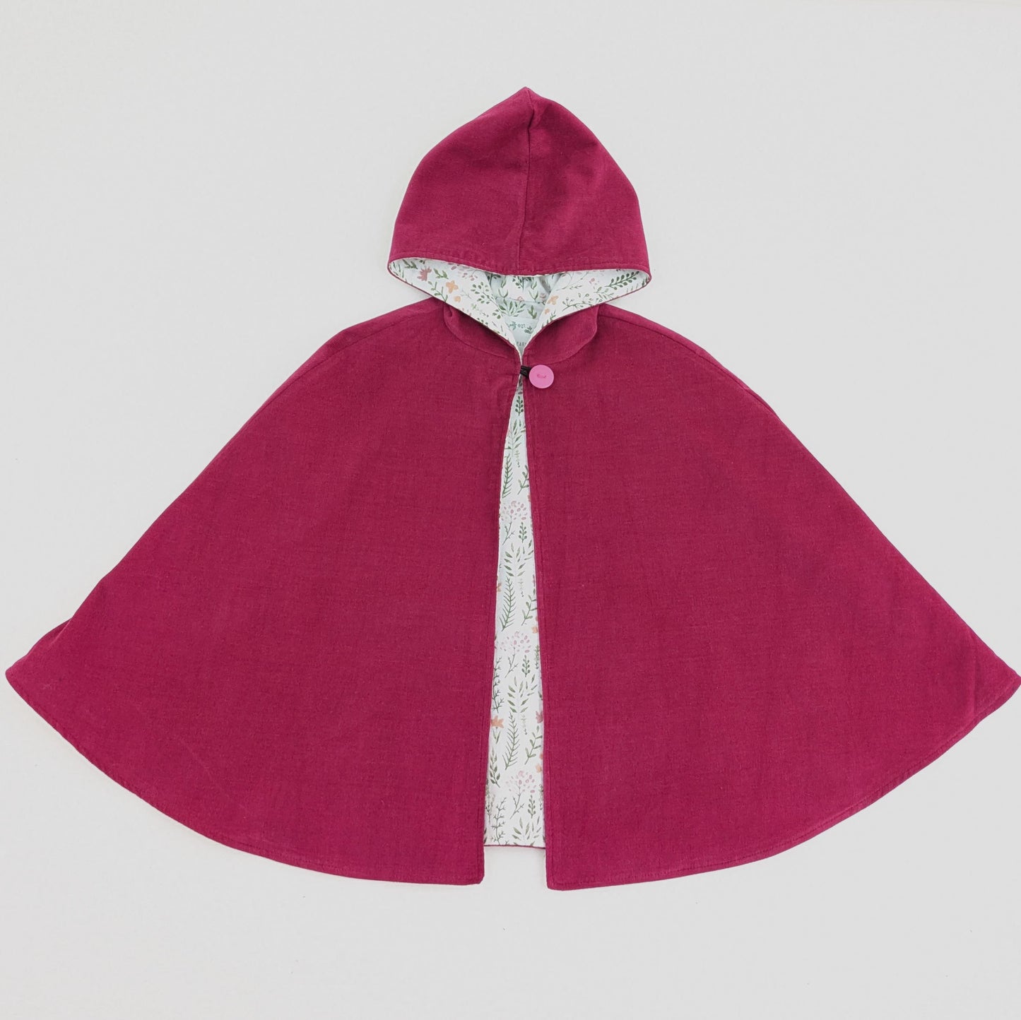Cape En Velours Côtelé Rose Framboise Pour Filles, Poncho Doublé En Flanelle Florale Pour Tout-Petit, Manteau De Printemps, Cadeau Fait Main Pour Bébé, Manteau De Siège Auto Pour Enfant